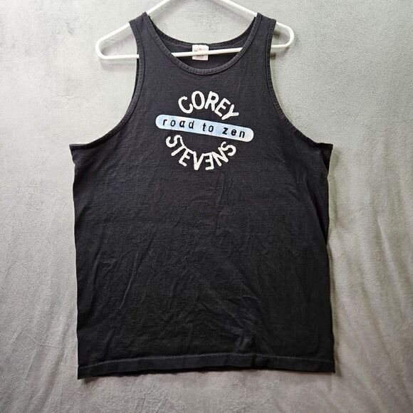 Vtg Corey Stevens Tank Top Mens Sz XL Black Murina Road To Zen Made In USA Shirt - Picture 1 of 6